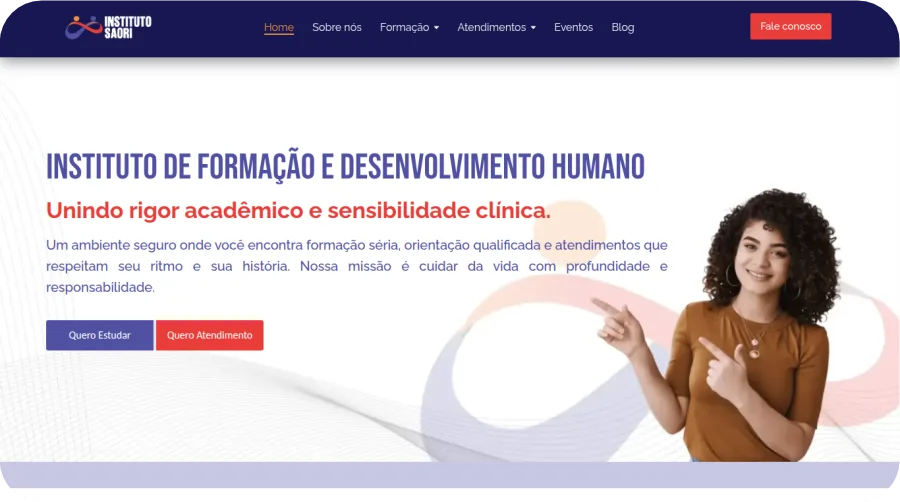 Screenshot do site Instituto Saori